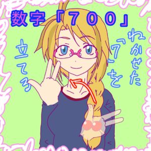 手話単語「数字の７００」のイラスト。