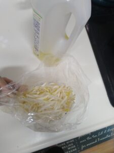 油をもやしに入れる